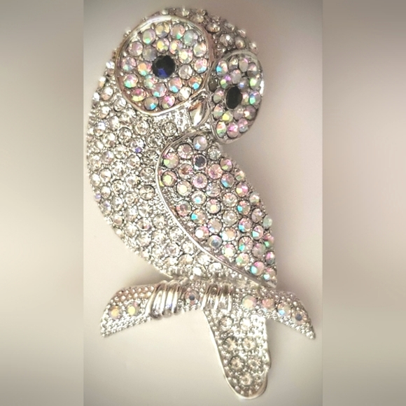 Vintage OPC Snowy Owl Aurora Borealis Brooch Pin - Picture 6 of 8